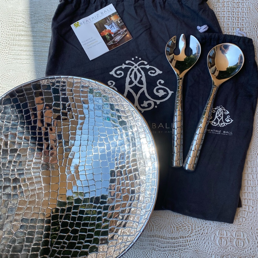 Beatriz Ball Fine Metal Bowl and Serving Spoon Set